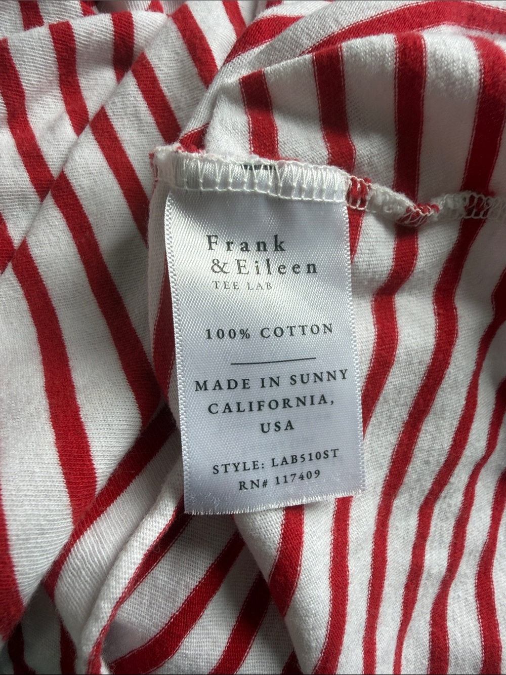 Frank & Eileen Patrick Popover White and Red Striped V-Neck Long Sleeve Top Med - Picture 9 of 9